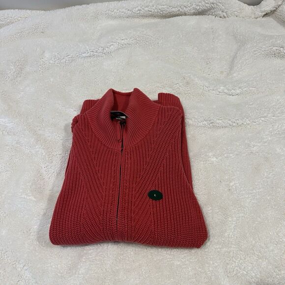 LL Bean Sweater Womens Pink L Large Mock Beck Long Sleeve Full Zip‎ 100% Cotton - Picture 1 of 8